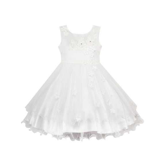Flower Girls Dress White Wedding Pageant Bridesmaid Gown 10 Years
