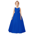thumbnail image 1 of Flower Girls Dresses for Wedding Satin Tulle Princess Pageant Dress Kids Pearls Prom Ball Gowns with Bow-KnotRoyal Blue（8 -9Years）, 1 of 8