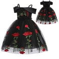 thumbnail image 1 of Flower Girls Floral Dress off-Shoulder Floral Princess Birthday Gown for 2-8T, 1 of 6