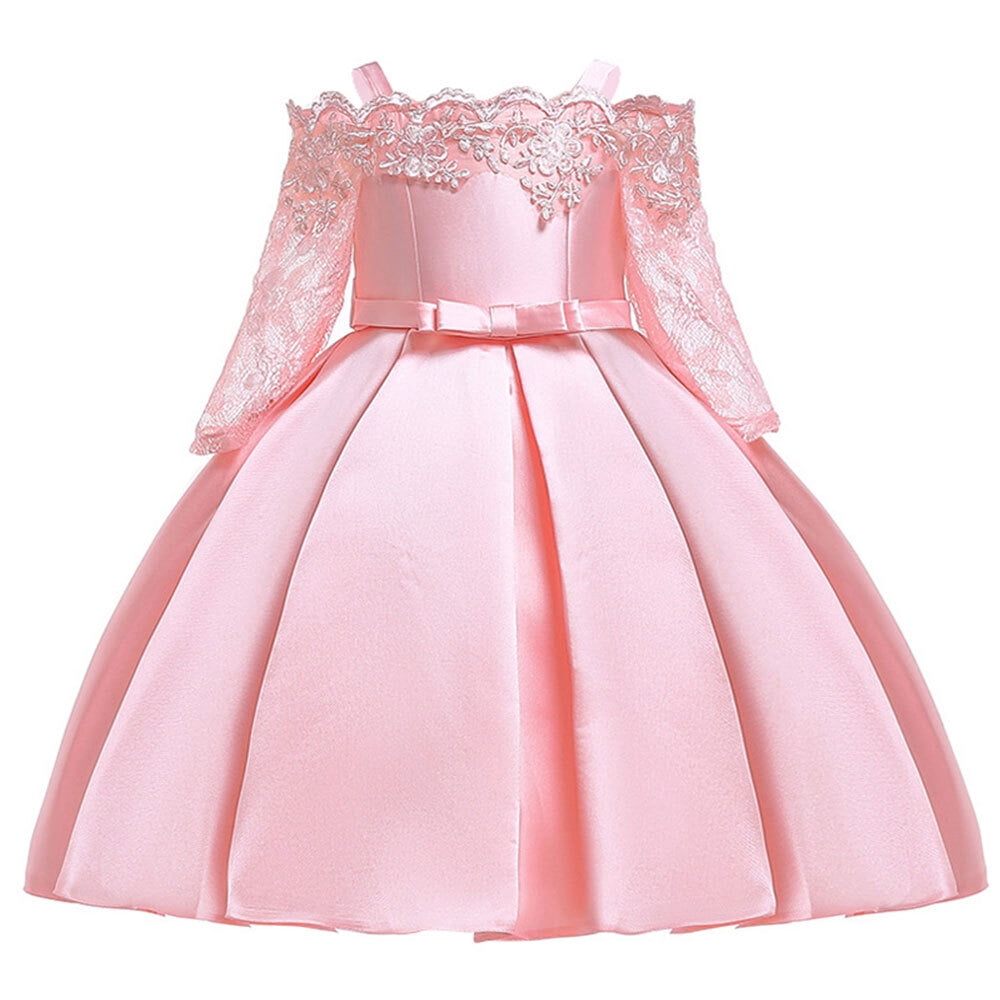 Princess Flower Girls Long Sleeve Dress Pageant Gown