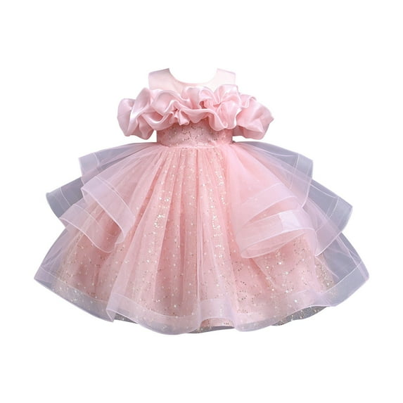 Flower Girls Off The Shoulder Patchwork Tulle Dresses Shiny Sleeveless Sparkly Special Occasion Party Dress for 3-14 Years