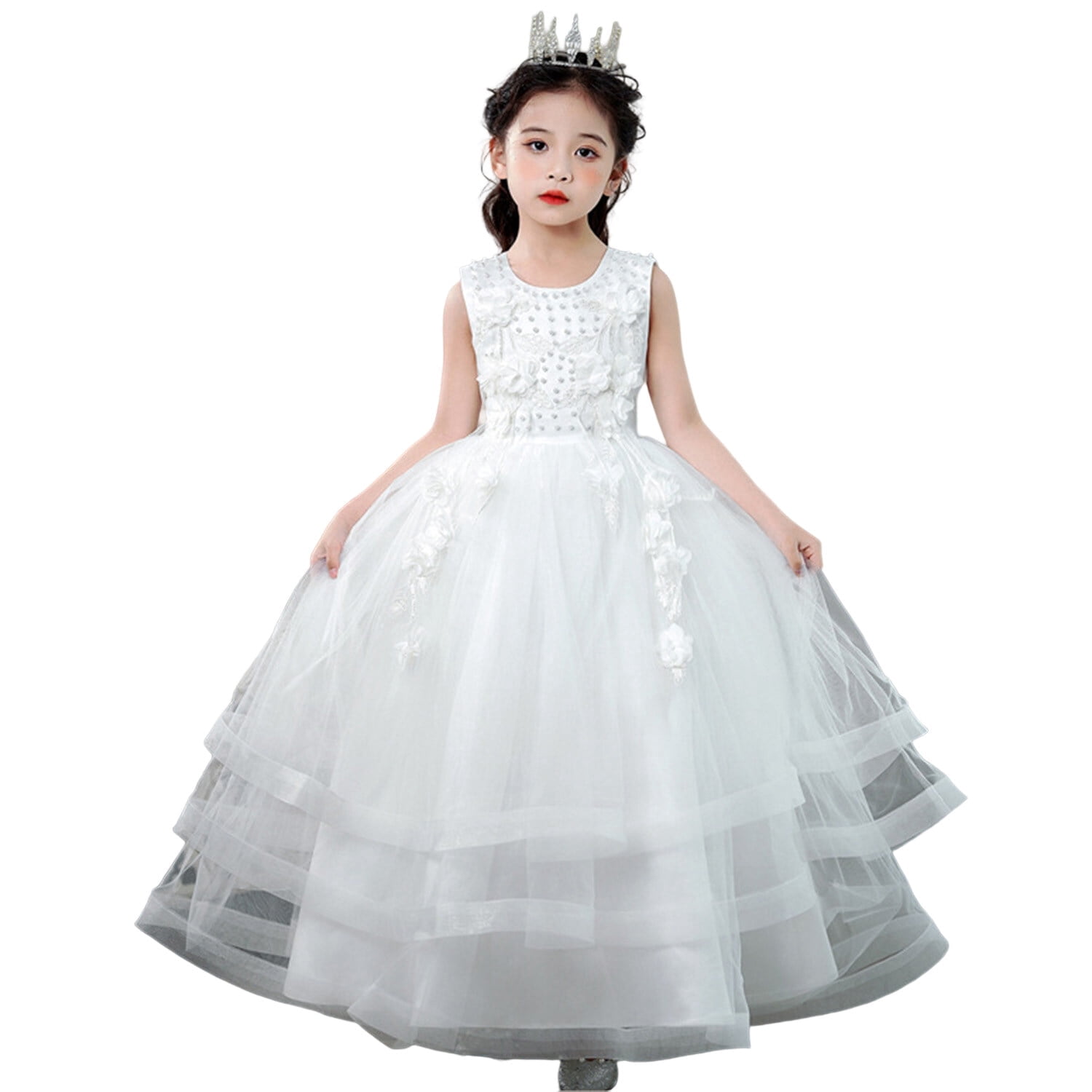 ABAO SISTER Flower Girl Dress – Puff Sleeve Ball Gown For Birthday, First Communion & Special Occasions