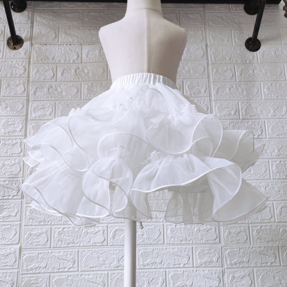 Flower Girls Petticoat Underskirt Ballet Dance Fluffy Tutu Skirt w/ Elastic Waist, White