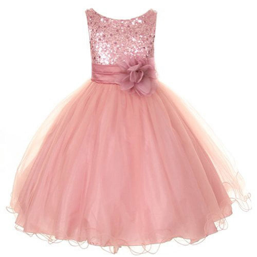 Flower Girls Sequin Glitter Beaded Dress Pageant Graduation Wedding Girls Dresses Dusty Rose (S M L Xl (Fits 3 6 9 12 18 Months), Dusty Rose) - Walmart.com Flower Girls Sequin Glitter Beaded Dress Pageant Graduation Wedding Girls Dresses Dusty Rose (S M L Xl (Fits 3 6 9 12 18 Months), Dusty Rose) - Walmart.com