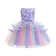 thumbnail image 1 of Flower Girls Sequin Party Dress Lace Trim Mesh Rainbow Tutu Birthday Party Dress Pageant Gown Wedding Party Formal Wear,Purple,6Y-120, 1 of 7