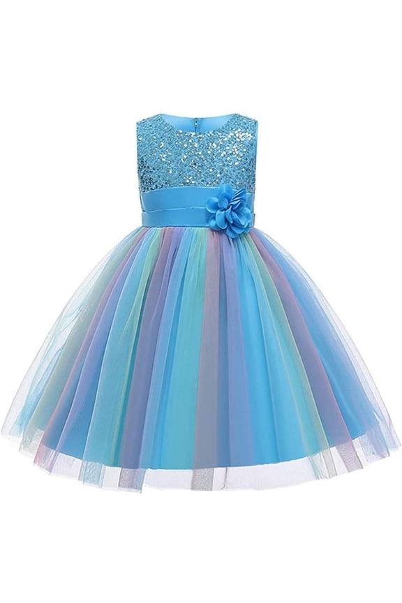 Flower Girls Sequins Rainbow Tutu Dress for Kids Baby Wedding Bridesmaid Pageant Birthday Party