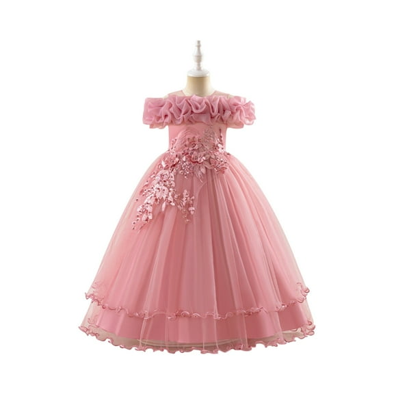 Flower Girls Tulle Dress - Cute Bow Tutu Dresses Bridesmaid Pageant Gown Birthday Party Dress