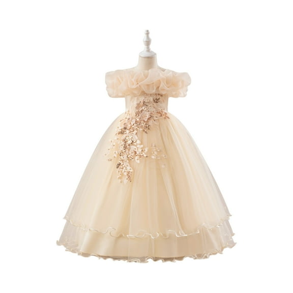 Flower Girls Tulle Dress - Cute Bow Tutu Dresses Bridesmaid Pageant Gown Birthday Party Dress