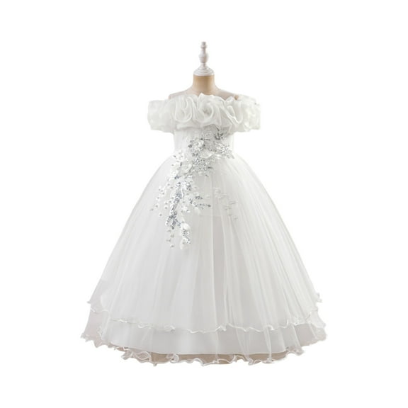 Flower Girls Tulle Dress - Cute Bow Tutu Dresses Bridesmaid Pageant Gown Birthday Party Dress