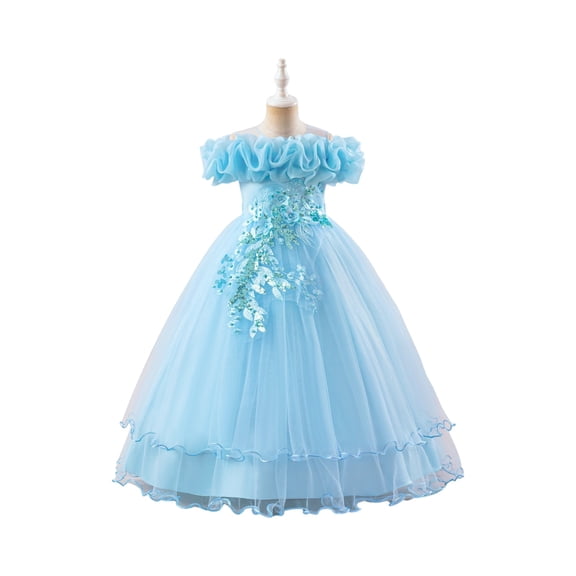 Flower Girls Tulle Dress - Cute Bow Tutu Dresses Bridesmaid Pageant Gown Birthday Party Dress