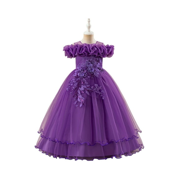 Flower Girls Tulle Dress - Cute Bow Tutu Dresses Bridesmaid Pageant Gown Birthday Party Dress