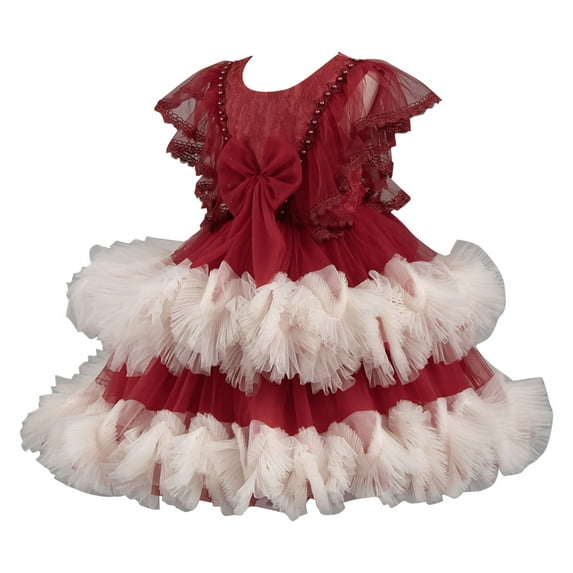 Flower Girls Tulle Dress Princess Cute Ruffle Cold Shoulder Dresses High Low Hem Party Evening Gown for 3-11Years