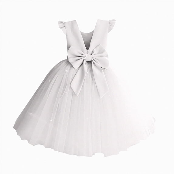 Flower Girls Wedding Satin Dresses Princess Birthday Prom Gown
