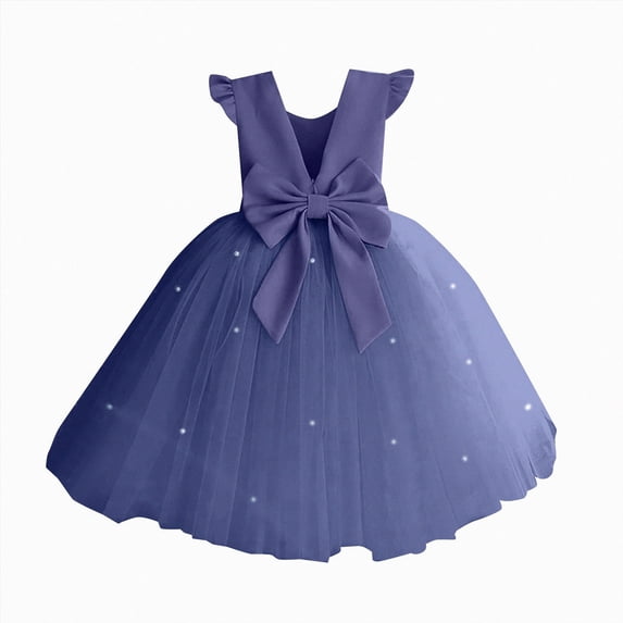 Flower Girls Wedding Satin Dresses Princess Birthday Prom Gown