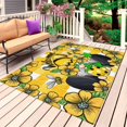 thumbnail image 1 of Flower Gnomes Outdoor Rug for Patio/Deck/Porch, Non-Slip Large Area Rug 3 x 5 Ft, Yellow Botanical Floral Plaid Star Bee Indoor Outdoor Rugs Washable Area Rugs, Reversible Camping Rug Carpet Runner, 1 of 8