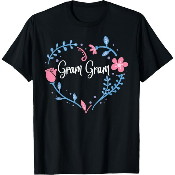 Flower Gram Gram T-Shirt Grandma Christmas Birthday Gift Tee T-Shirt