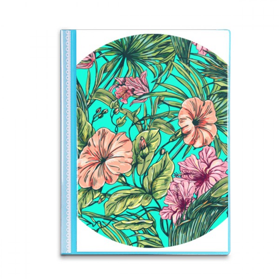 Flower Green Art Deco Fashion Book Sheet Protectors Portfolio Binder Folder
