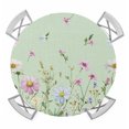 thumbnail image 1 of Flower Green Round Tablecloth for 55-60 Inch Tables,Fitted Table Cover with Elastic Edge,Blue Pink Daisy Wildflower Floral Botanical Waterproof Outdoor Table Cloth Protector for Patio Garden Dinner, 1 of 9