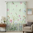 thumbnail image 1 of Flower Green Sheer Curtains 54 Inches Long, Blue Pink Daisy Wildflower Floral Botanical Light Filering Curtains, Breathable Simi Curtain Privacy Drapes for Kitchen Bathroom Small Window Treatment, 1 of 9
