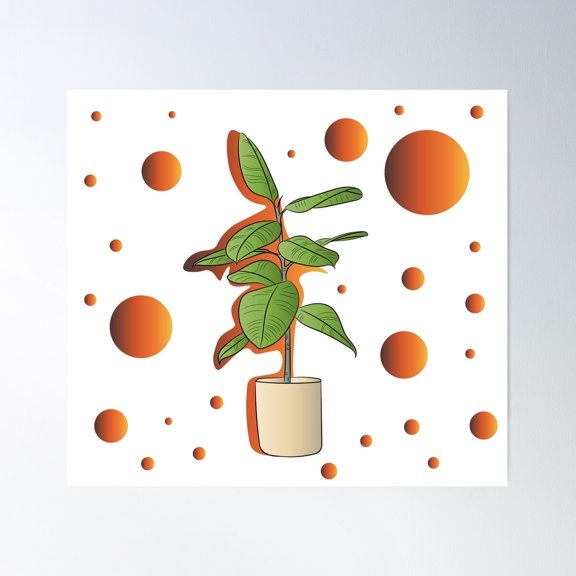 Flower, Greenery, Nature, Bio, Tree In A Pot, Orange Explosion Poster Wall Art, Modern Wall Decor For Living Room Bedroom, 16x16 UNFRAMED