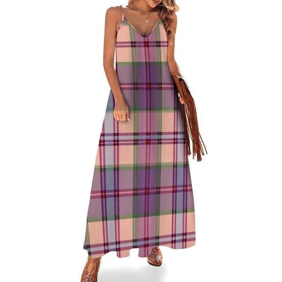 Flower Grid Pattern Sleeveless Dress Women's Clothing Chic And Elegant Woman Dress Elegant Women's Sets