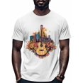thumbnail image 1 of Flower Guitar City Men's T Shirts T-Shirt for Men Crew Neck Tees Cotton Tops, White, M, 1 of 7