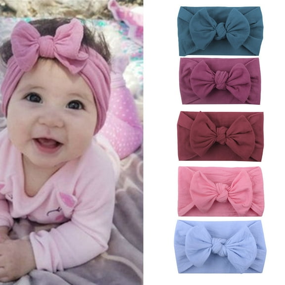 Flower Hair Accessories 3 Pcs Bow Baby Headbands Flower Baby Girls Nylon Headband Stretchy Soft Hairbands Hair Accessories for Toddlers Kids Preemie Essentials