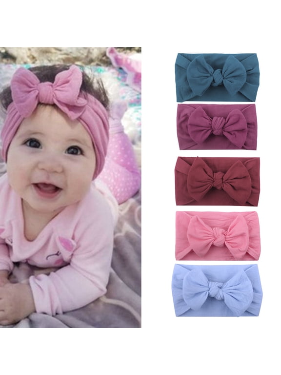 Flower Hair Accessories 3 Pcs Bow Baby Headbands Flower Baby Girls Nylon Headband Stretchy Soft Hairbands Hair Accessories for Toddlers Kids Preemie Essentials