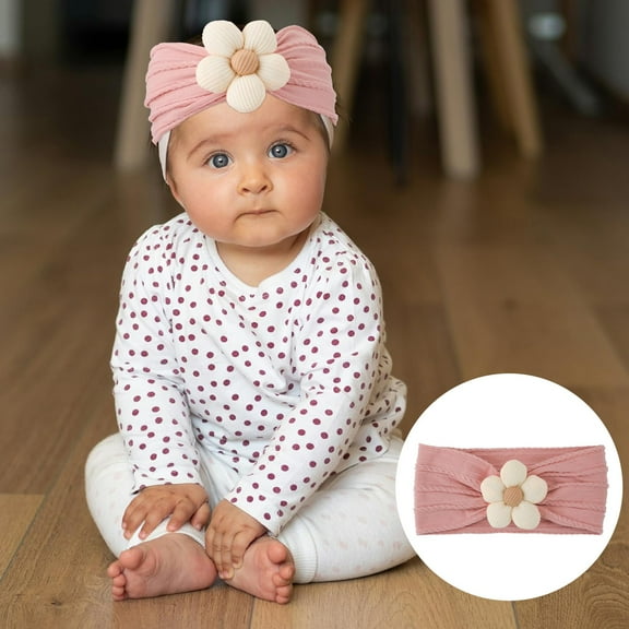 Flower Hair Accessories For Girls Handmade Baby Headbands Soft Stretchy Nylon Hair Bands with Bows for Newborn Infant Baby Toddler Girls- Pack of 6