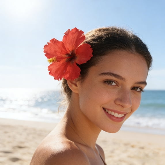 Flower Hair Accessories for Women, Artificial Floral Girls Hair Accessories for Beach Wedding Party, Summer Bloom Hair for Bridal Shower, Tropical Flower Ponytail Holder for Daily Wear,C