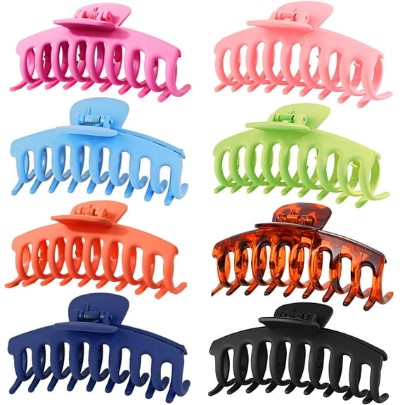 Flower Hair Claw Clips-4PCS for Thick Hair,Strong Hold Nonslip,Hawaiian,Cute Large Hair Clips,Banana Clip for Thin Hair