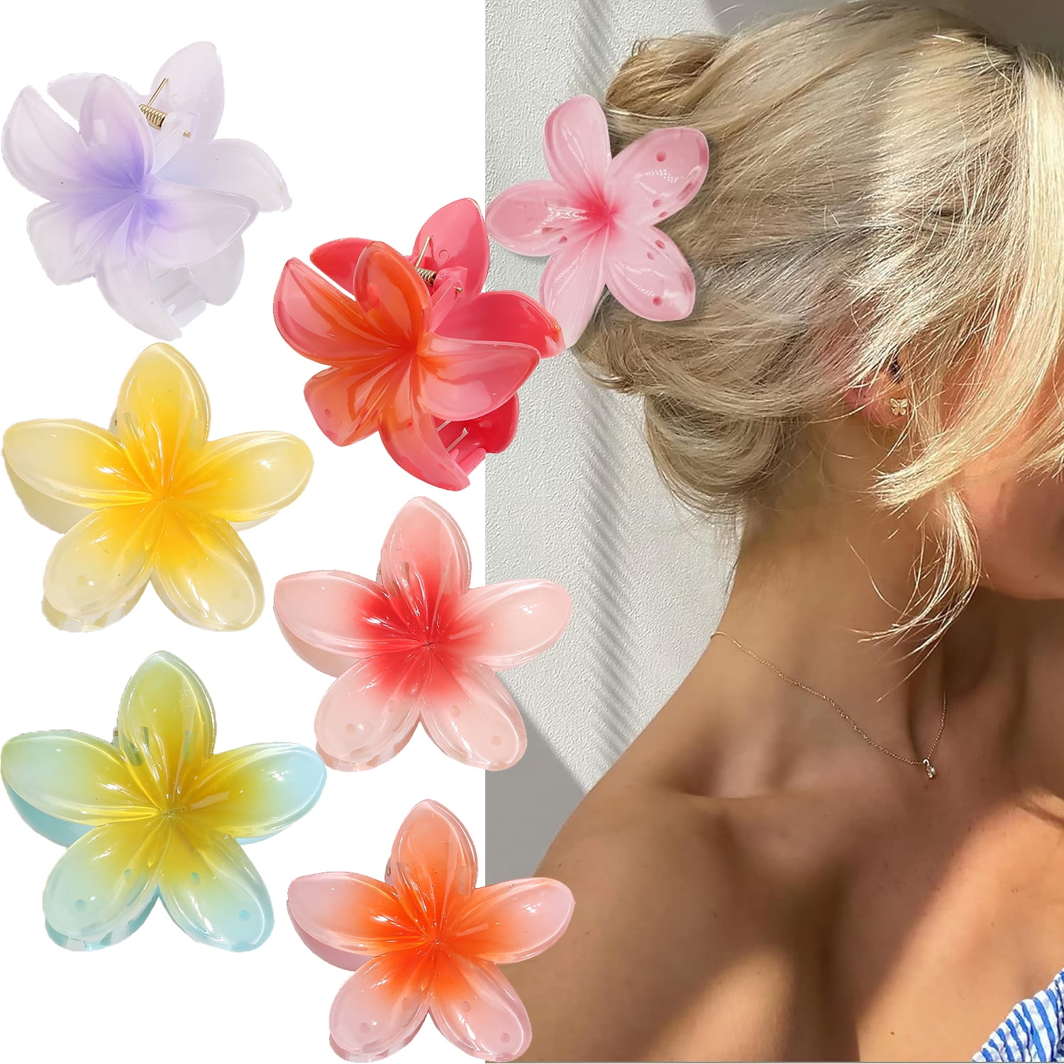 Flower Hair Claw Clips - 6PCS for Thick Hair, Strong Hold  display picture 3