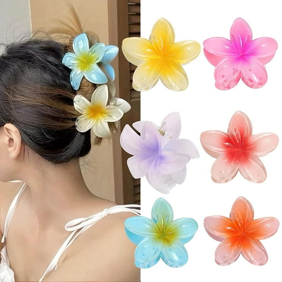 Flower Hair Claw Clips Plumeria Hair Clips 6 Pack Large Hawaiian Hair Clips Cute Hair Clip Big Non Slip Strong Hold Barrettes