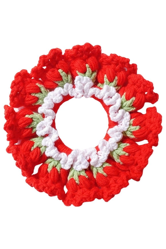 Flower Hair Tie Scrunchy,Ponytail Holders Ring Loop, Handmade Crocheted Flower Headband, Ponytail Hair Tie for Women