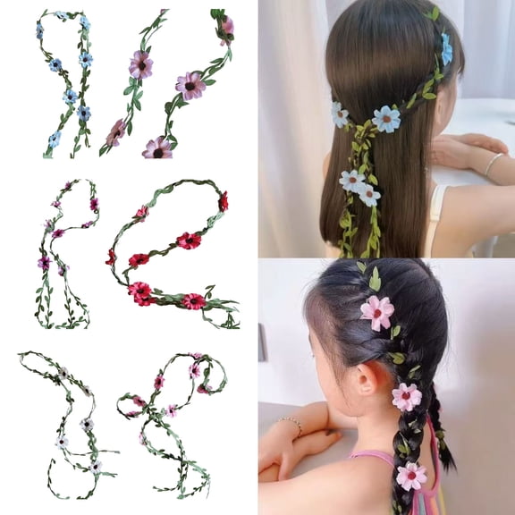 Flower Hair Vine Bohemian Flower Headband Bridal Hair Vine 3.9Ft Artificial Flower Vine Hair Piece for Women Girls Wedding Bridesmaid Prom Hair Accessories