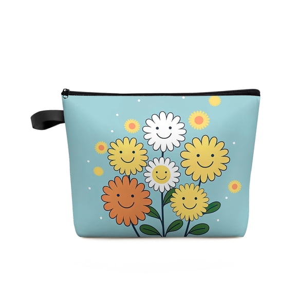 Flower Hand Painted Smiley Face Leaves Cosmetic Bag Clutch Bridesmaid Outdoor Travel Beauty Makeup Bag Party Lipstick Bag