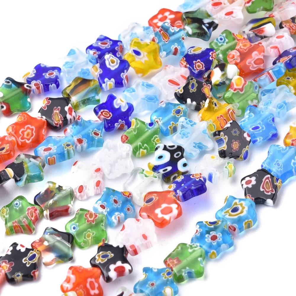 325Pcs/5 Strands Millefiori Lampwork Glass Beads 6mm Flat Round Flower Handmade Spacer Bead Jewelry Making Diy Crafts