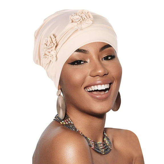 Flower Head Hat Cap Ethnic Bohemian Floral Hair Cover Wrap Turban Headwear Turban Cap Pleated Hat Head Ties for Women 90s Male Hairband Sweatband Headbands Head Band Women Girls Headband Soccer Youth