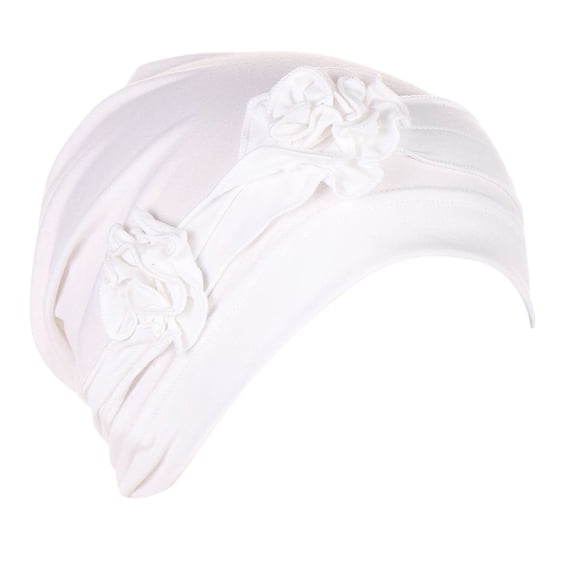 Flower Head Hat Cap Ethnic Bohemian Floral Hair Cover Wrap Turban Headwear Turban Cap Pleated Hat