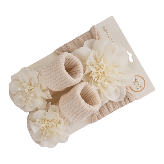 Flower Headband and Socks Set for Baby 0-1Y Antiskid Floor Socks Infant Giftset Baby Accessories Shower Gifts Ankle Socks