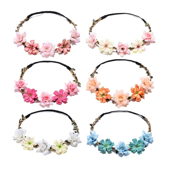 Flower Headbands Rosettes Bride Flower Crown Bright Color Flower Wreath Wedding