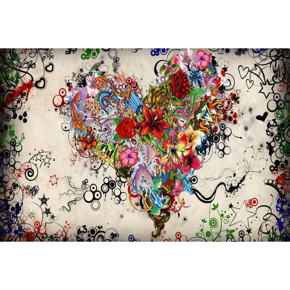 Floral Heart Wall Art Canvas Print or Fine Art Print Home Decor