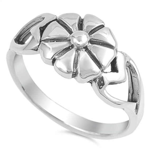 Flower Heart Friendship Victorian Style Ring 925 Sterling Silver Band Jewelry Female Male Size 10