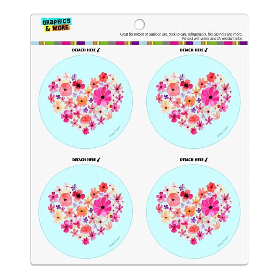 Flower Heart Love Refrigerator Fridge Locker Vinyl Circle Magnet Set