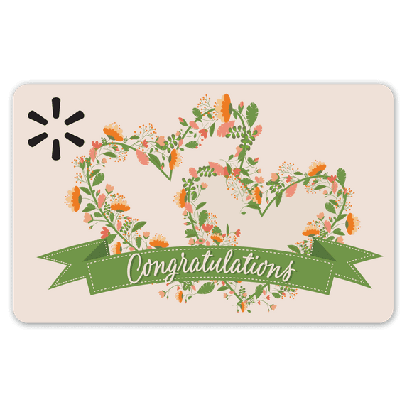Flower Hearts & Congrats Banner Walmart Gift Card