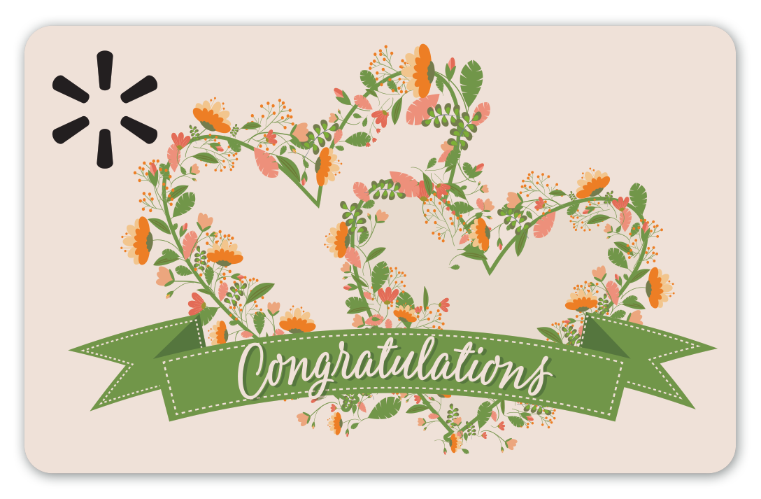 Flower Hearts & Congrats Banner Walmart Gift Card - image 1 of 2