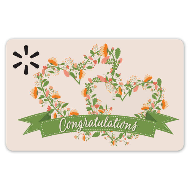 Flower Hearts & Congrats Banner Walmart Gift Card