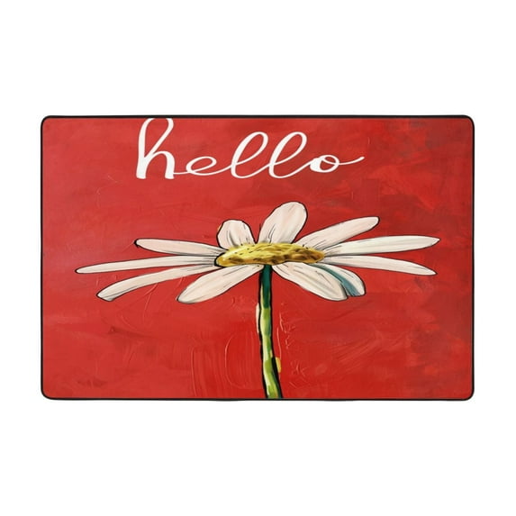 Flower Hello Daisy Rugs Washable Cover Floor Rug Carpets Bathroom Decorations For Kitchen Bedroom Indoor 36"X24"