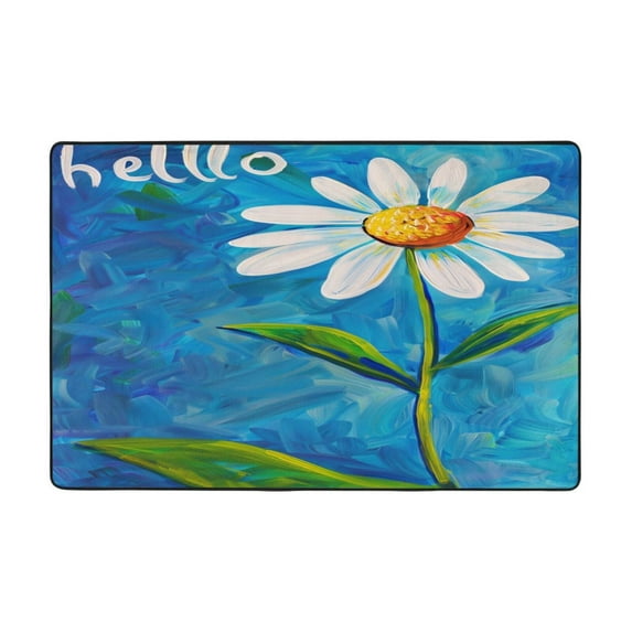 Flower Hello Daisy Rugs Washable Cover Floor Rug Carpets Bathroom Decorations For Kitchen Bedroom Indoor 36"X24"