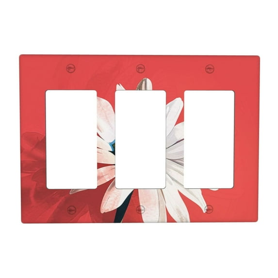Flower Hello Daisy Switch Cover Decorative Wall Plate 3-Gang Standard Size